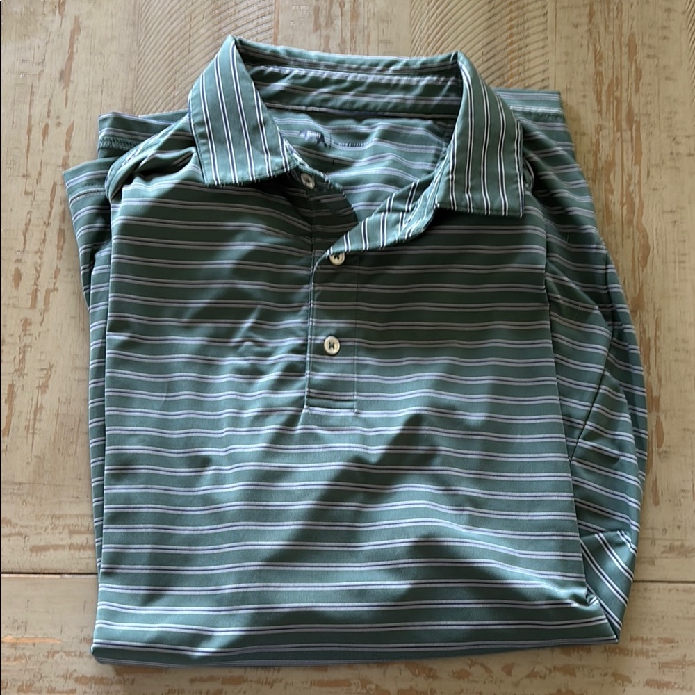 Men's Onward Reserve Green Striped Polo Shirt